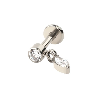 Labret en titane avec pierre pendante taillée en marquise