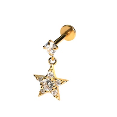Labret avec une étoile pendante ornée de pierres