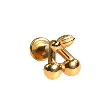Labret flat back en titane avec design en forme de cerises