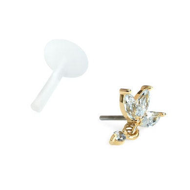Top push-in en or 14K avec fleur de lotus et pendentif