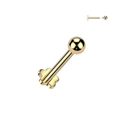 Labret en titane avec disque en forme de fleur