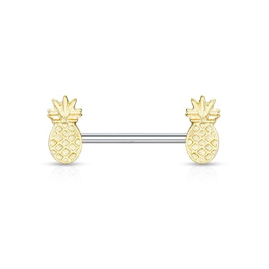 Piercing pour le têton avec un ananas plaqué or