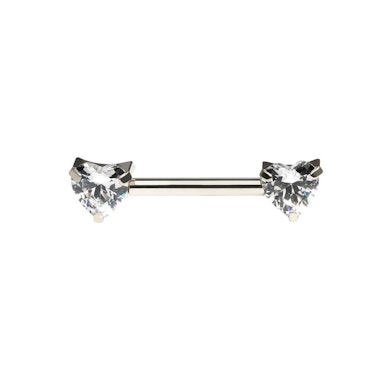 Barbell en titane pour le téton avec pierres en forme de cœur