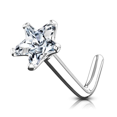 Piercing au nez en or 14 carats avec une pierre étoilée