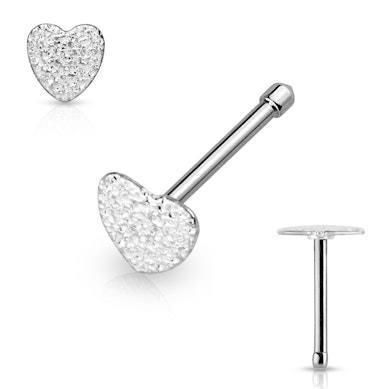 Tige barbell pour le nez avec cœur martelé