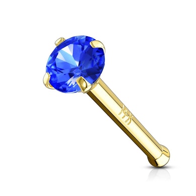 Tige de nez Or 14 carats massif avec une pierre