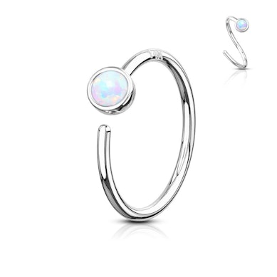 Anneau sans fin simple en or 14 carats avec une opale