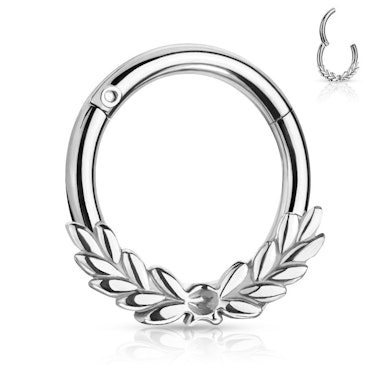 Anneau avec couronne de laurier et charnière