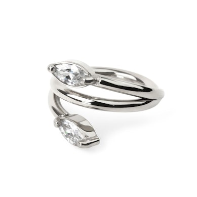 Double anneau segment avec pierres taille marquise