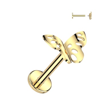 Labret en titane avec design en forme de papillon