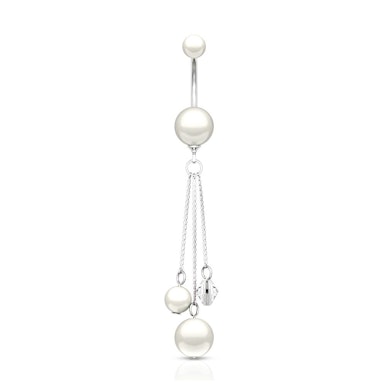 Piercing pour le nombril avec perles en acrylique et chaînes pendantes