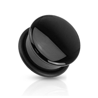 Plug en agat noir en forme de dome