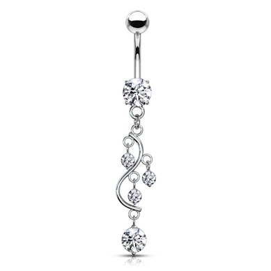 Piercing pour le nombril avec pierre en forme de s