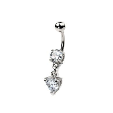 Piercing pour le nombril avec cœur en pierre comme pendentif