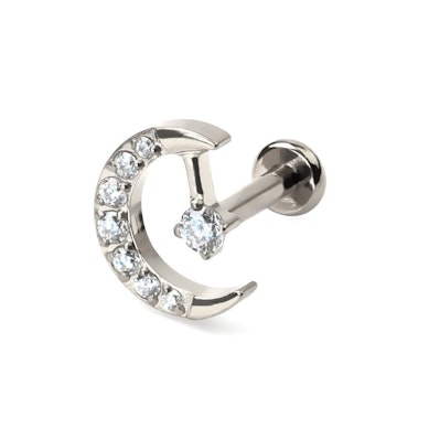 Labret en titane avec un croissant de lune et une étoile
