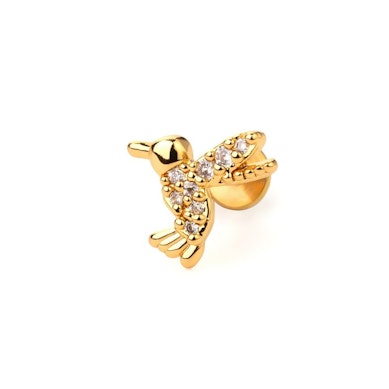 Labret avec un colibri orné de pierres