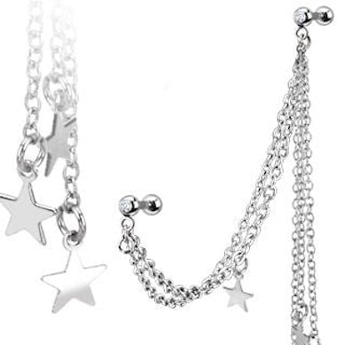 Piercing tragus ou piercing hélix avec des étoiles