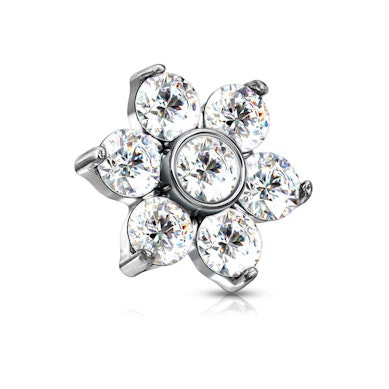 Ancre dermal avec pierres en forme de fleur étoilée