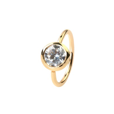 Anneau simple en or 14 carats avec pierre