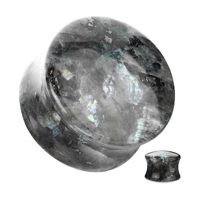 Plug double évasé en labradorite noire naturelle