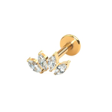 Labret en titane avec quatre pierres taille marquise