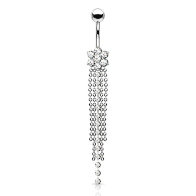 Piercing pour le nombril avec fleur et pendantif