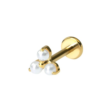 Labret en titane avec un trio de perles