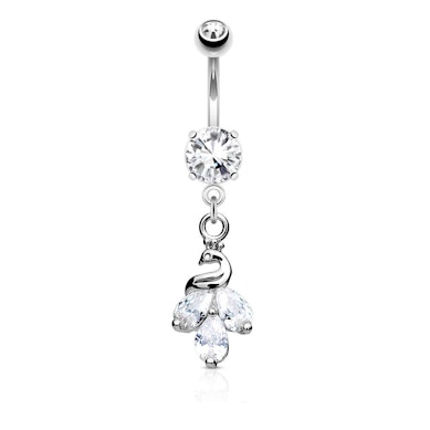 Piercing pour le nombril avec un paon en pendentif
