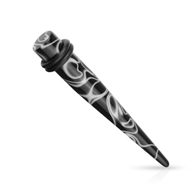 Taper noir avec motif blanc et double anneau forme o