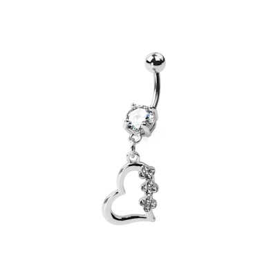 Piercing pour le nombril en titane avec cœur et pierre