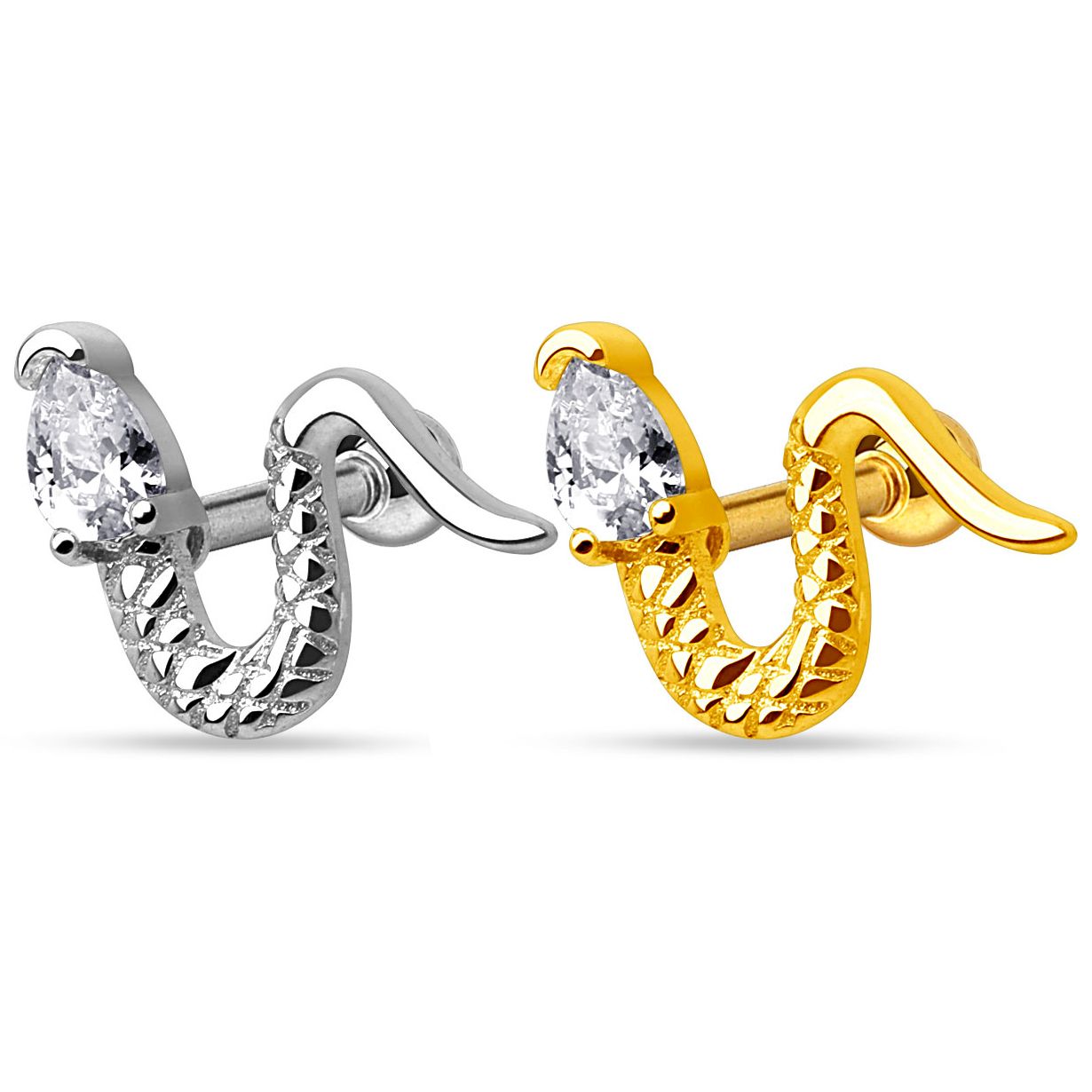 Piercing stud oreille avec un serpent