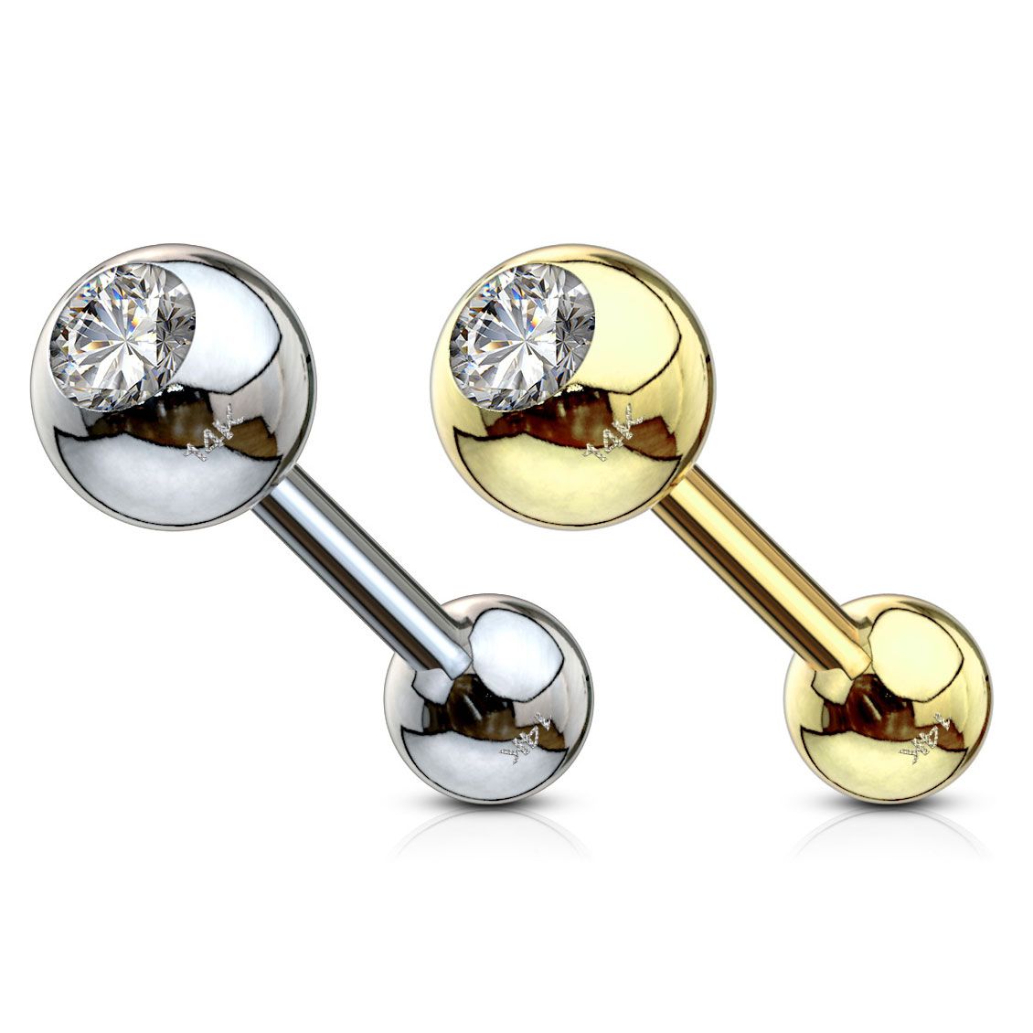 Piercing pour l'oreille en or 14 carats avec une pierre sertie