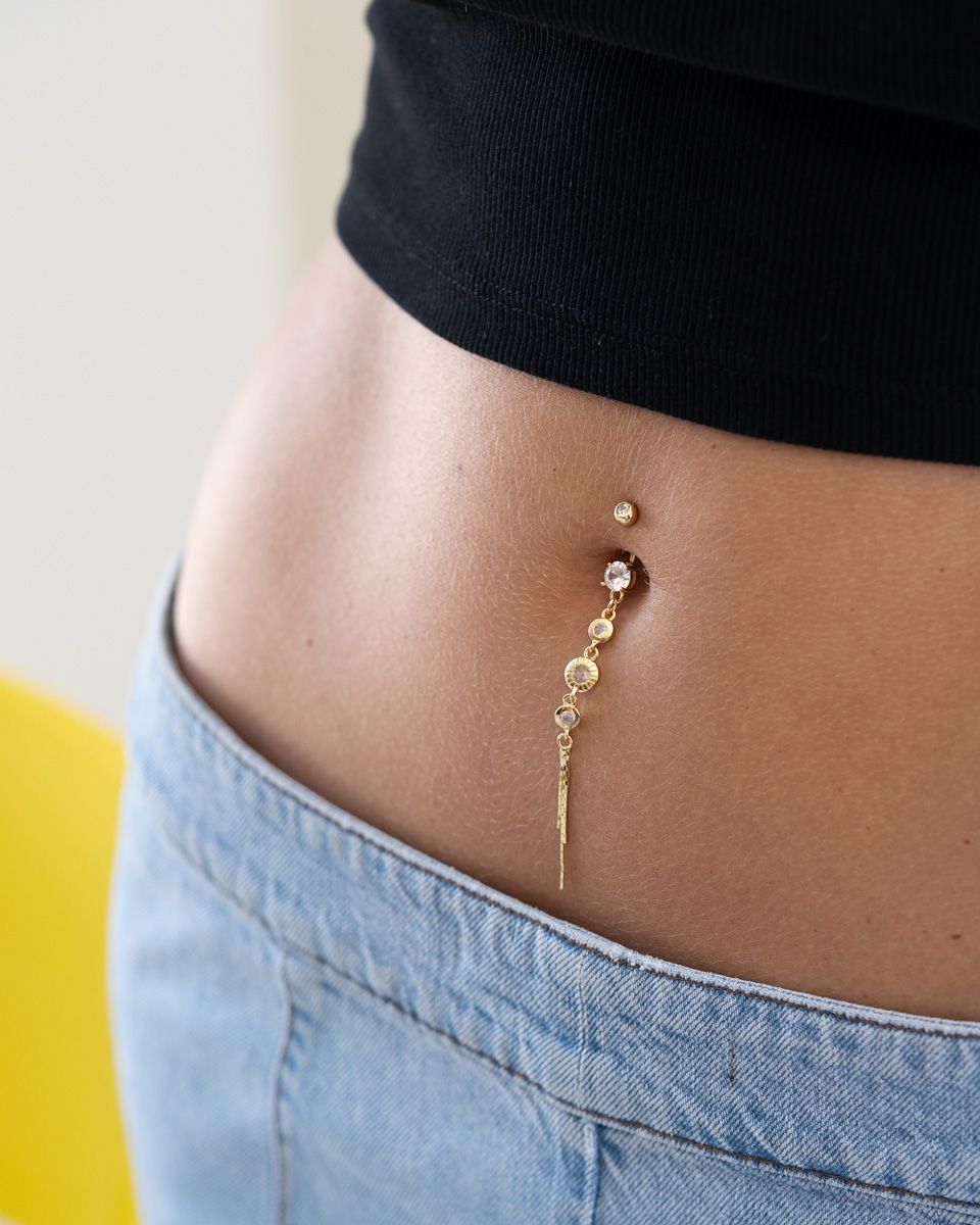Piercing pour le nombril avec long pendentif