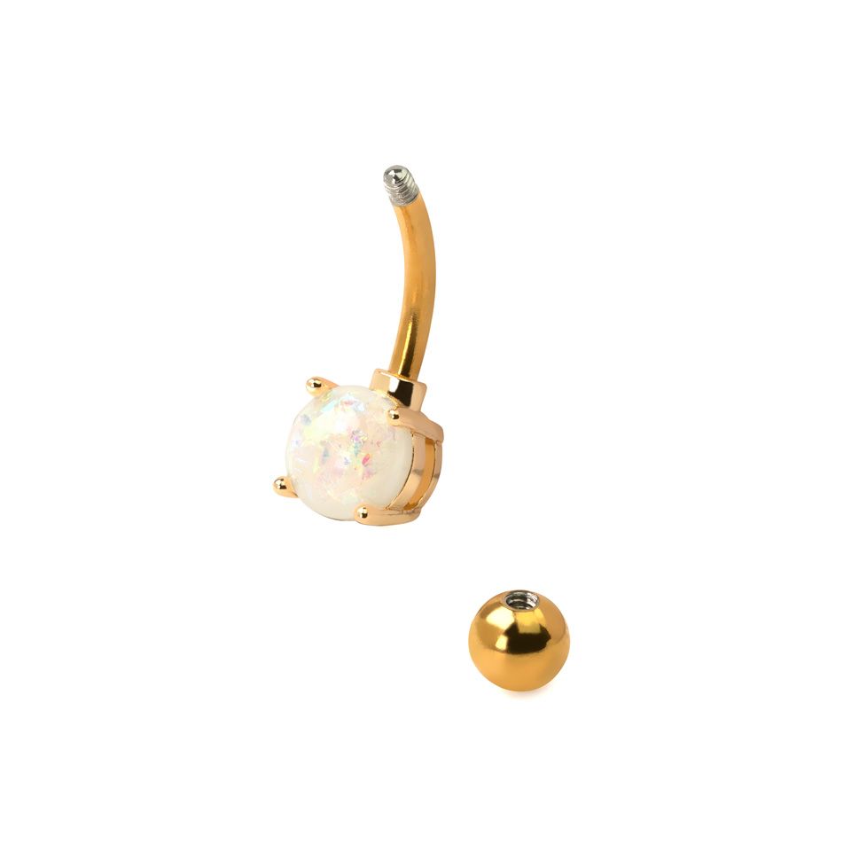 Piercing pour le nombril en acier chirurgical avec une opale