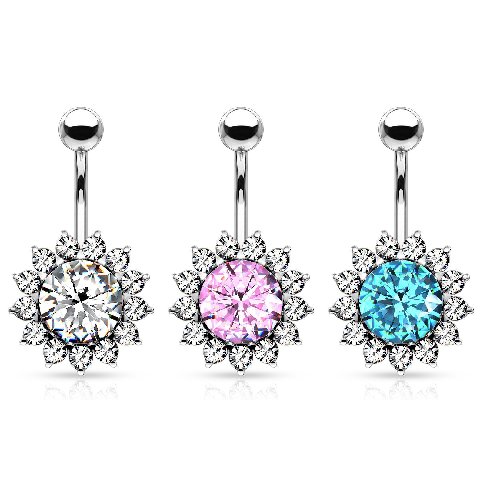 Piercing pour le nombril avec boule tournesol