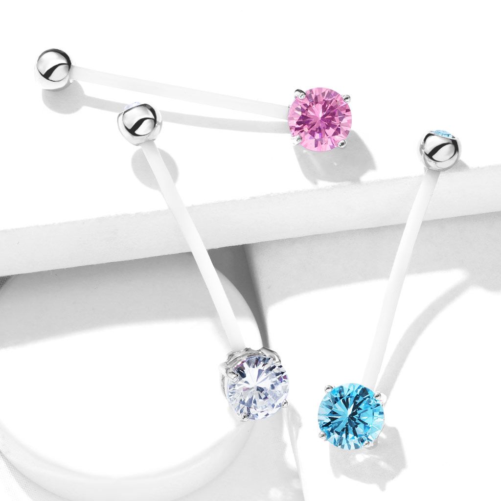 Piercing pour le nombril femme enceinte avec 2 pierres