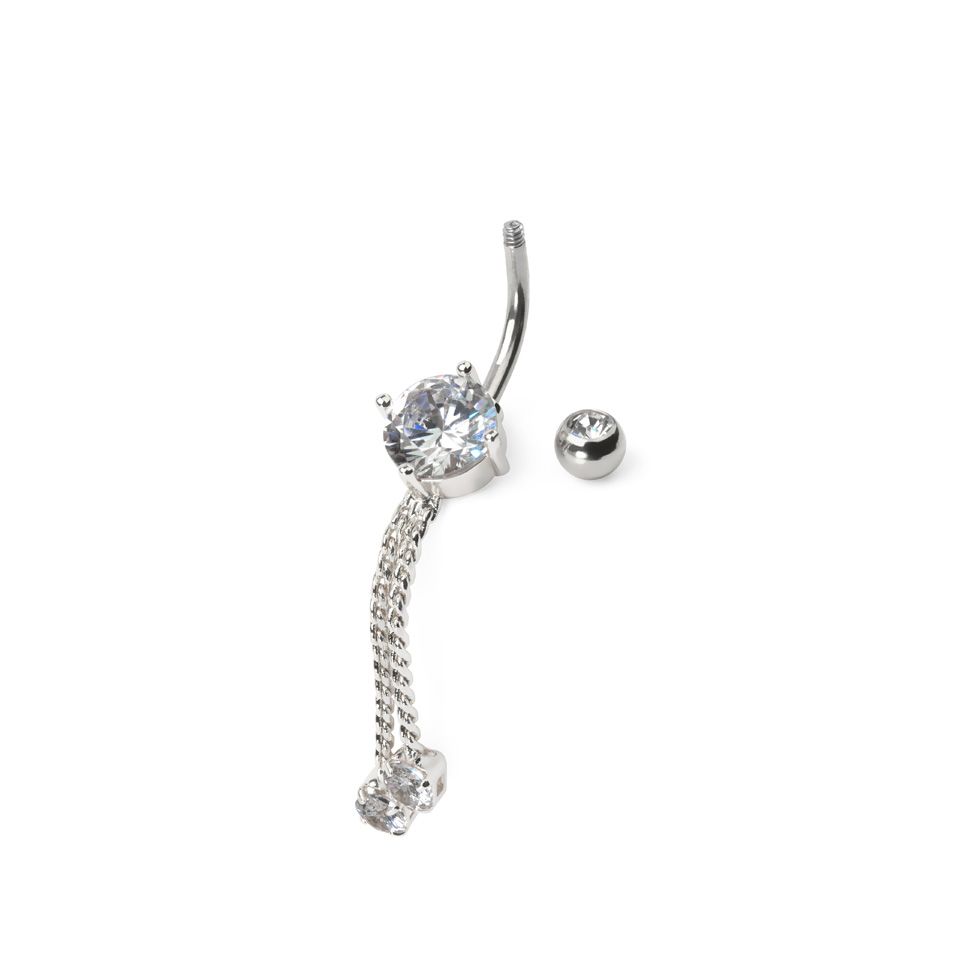 Piercing pour le nombril avec pierres et chaînes