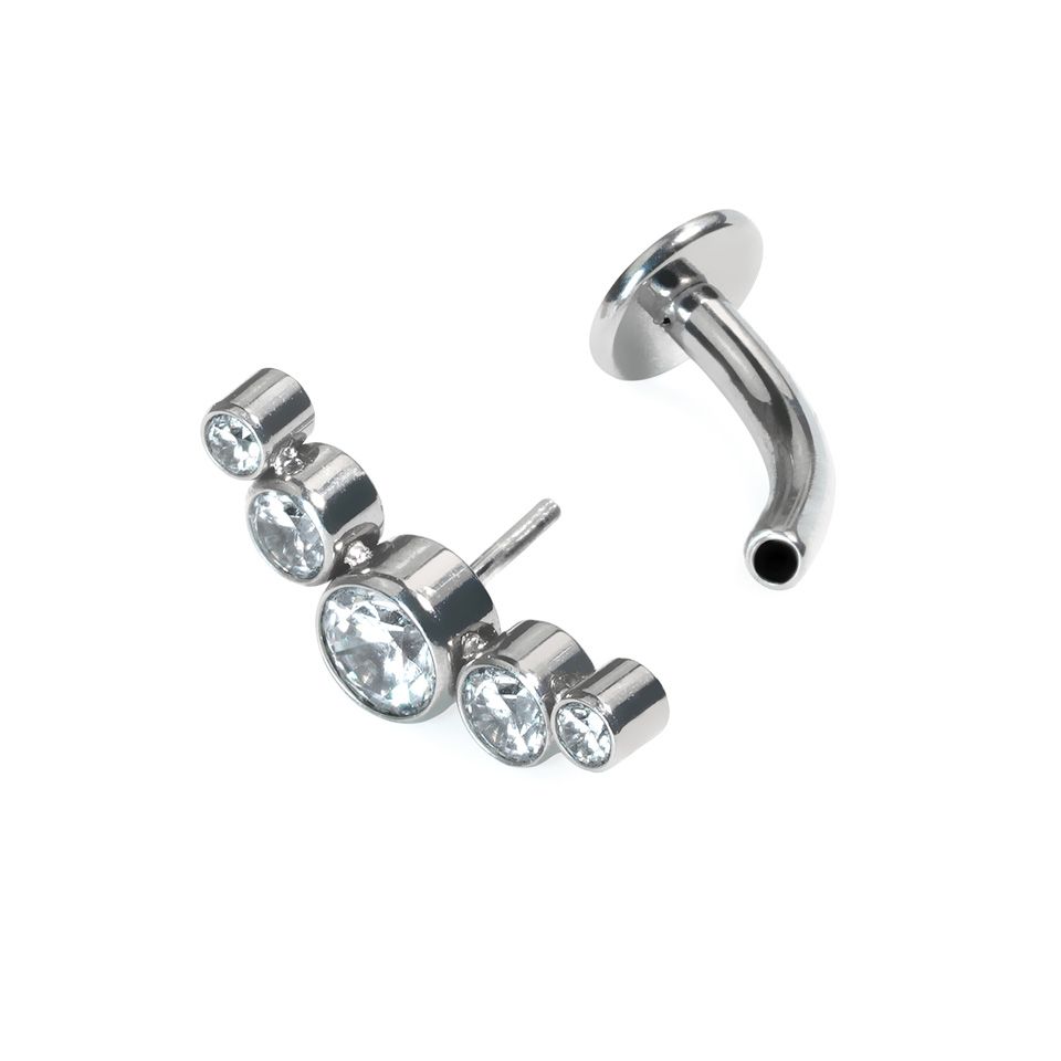 Piercing au nombril flottant en titane orné de cristaux