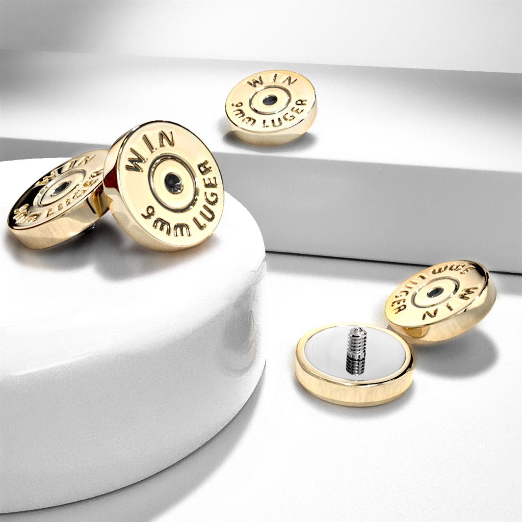 Partie supérieur de bijou micro-dermal avec charm en forme de douille de balle