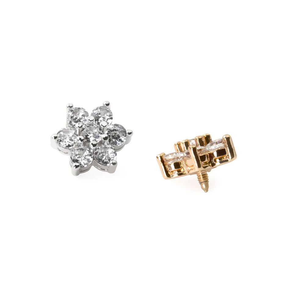 Bijou micro-dermal avec fleur incrustée dans la couleur de ton choix