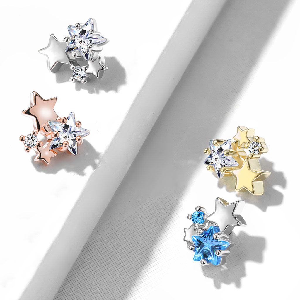 Ancre dermal avec des pierres et des étoiles