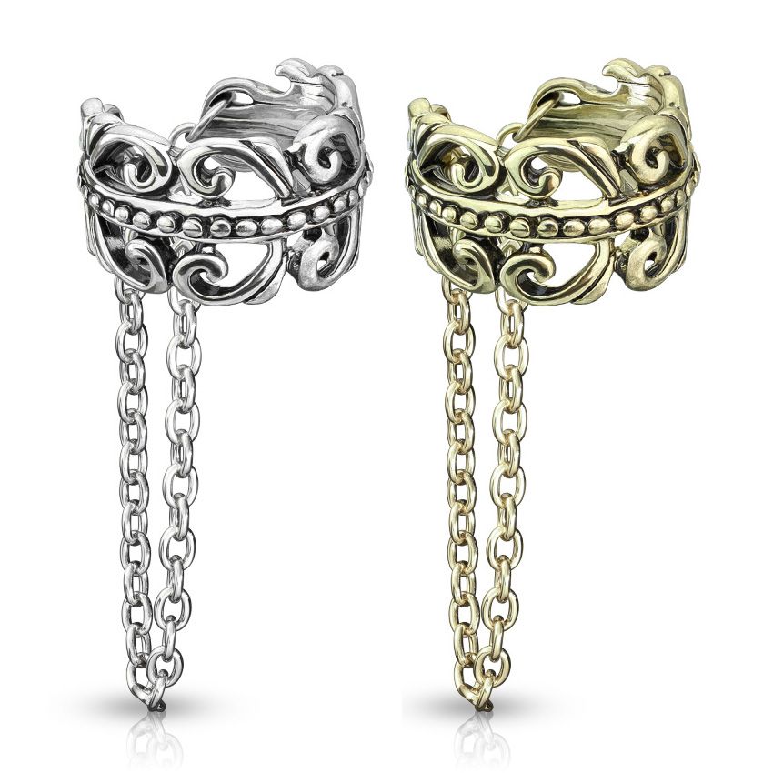 Manchette pour l'oreille avec un coeur et une chaîne celte
