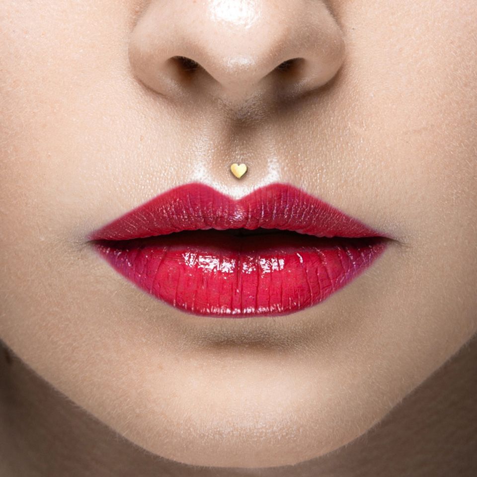 Labret en or 14 carats avec partie supérieure en forme de cœur