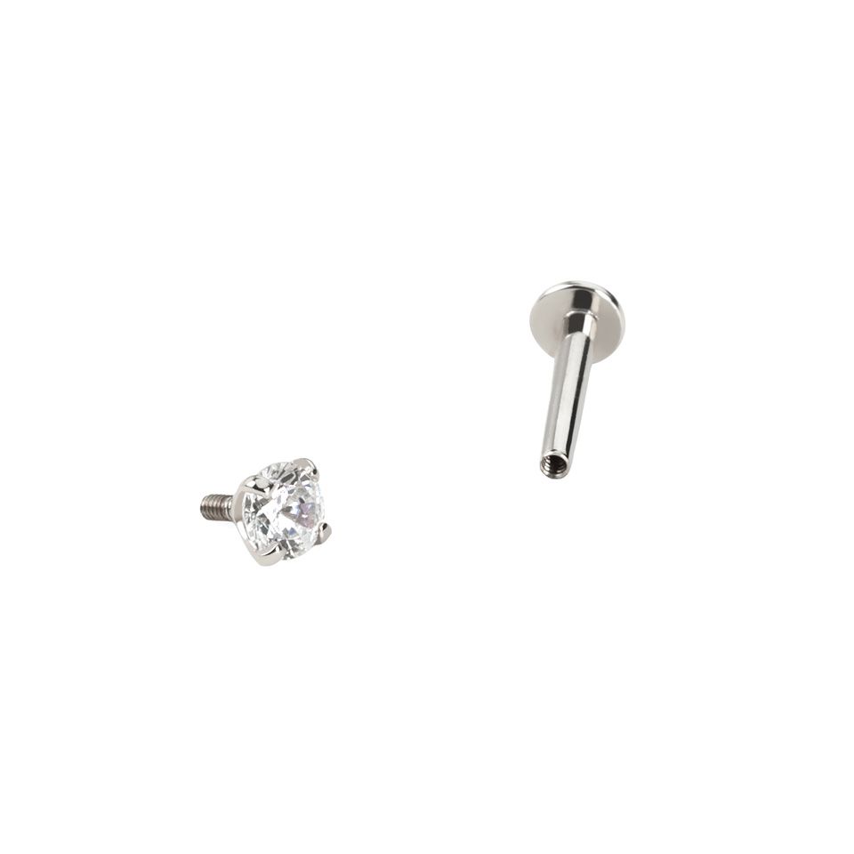 Labret en or 14 carats avec un filetage interne et pierre