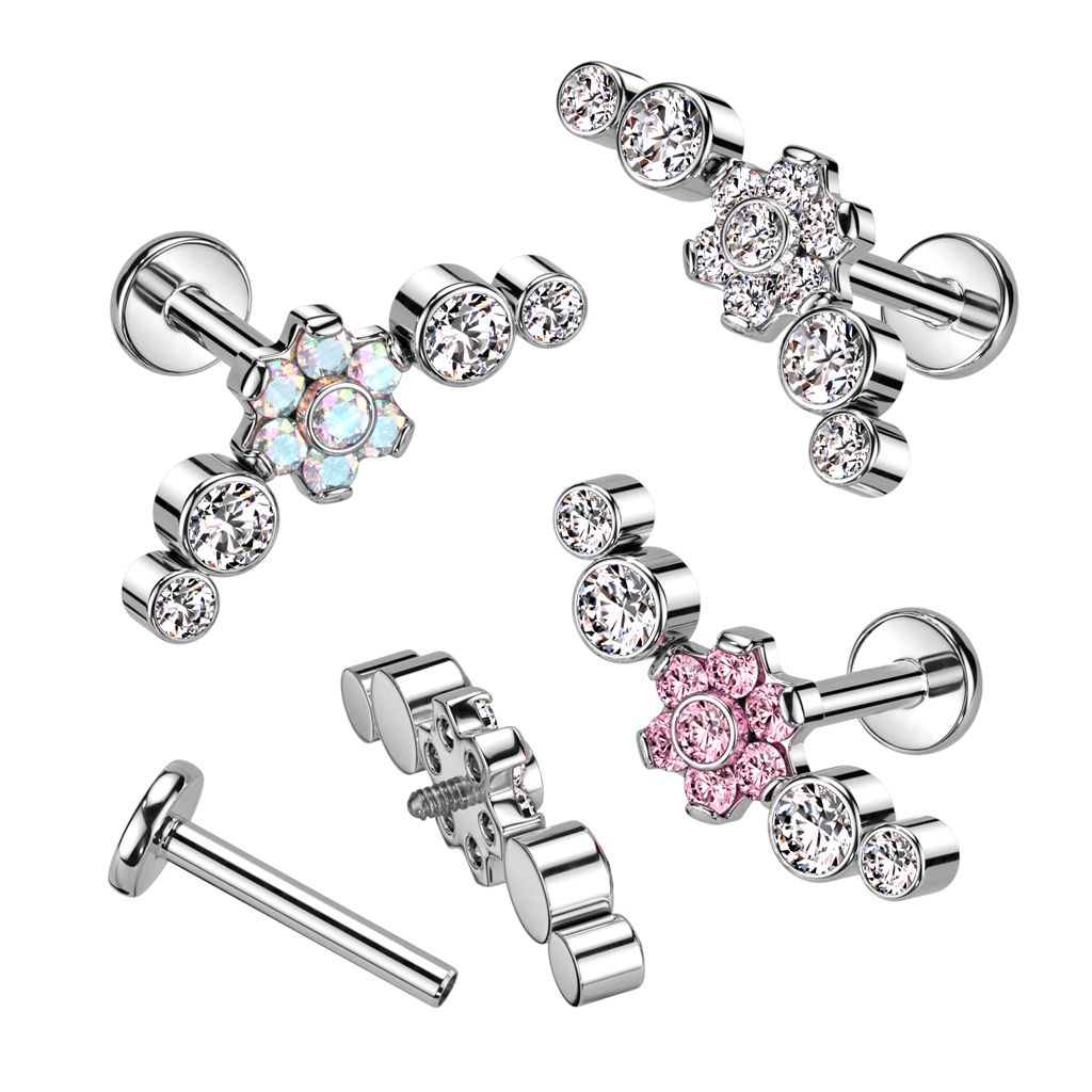 Labret en titane et sublime design floral