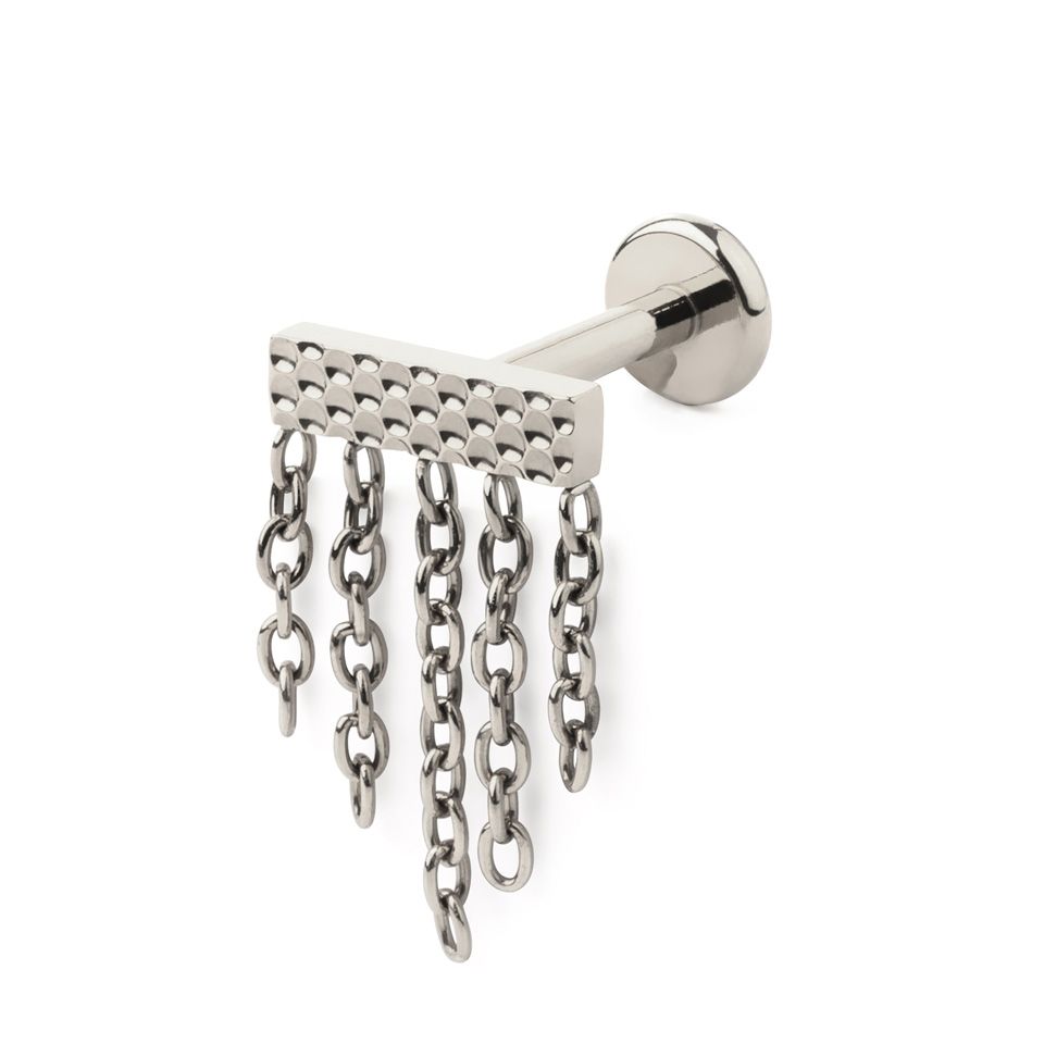 Labret avec un design rectangulaire et des chaînes