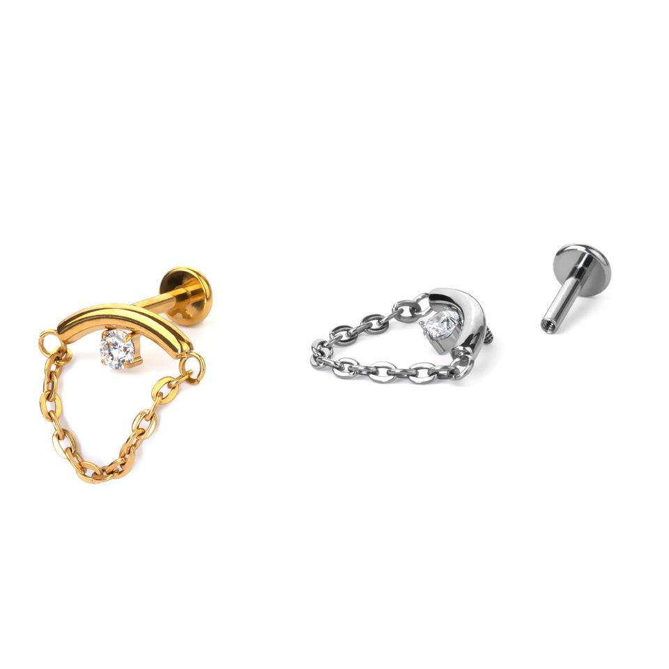 Labret pour hélix flottant avec une pierre et une chaîne