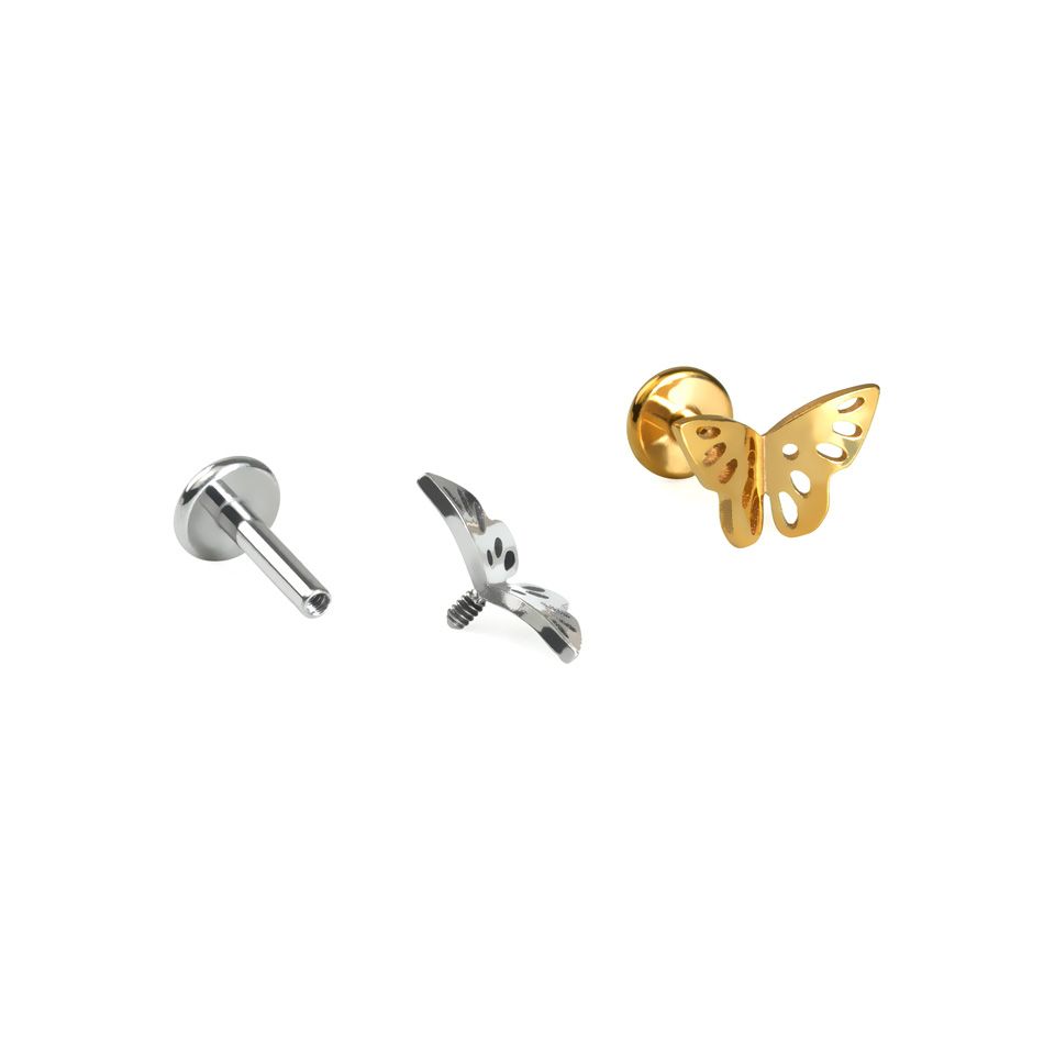 Labret en titane avec design en forme de papillon