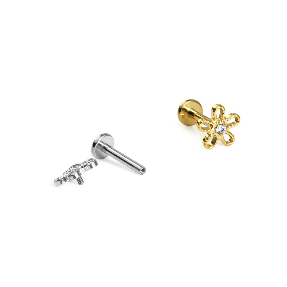 Labret en titane avec un design en forme de fleur