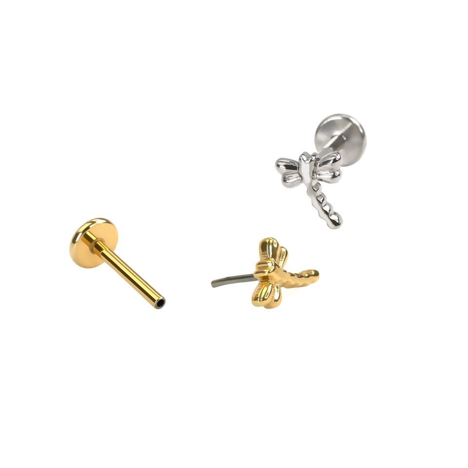 Labret en titane avec design en forme de libellule
